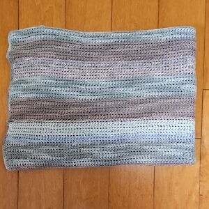 Neutral Striped Crochet Throw Blanket - Soft Multicolor
